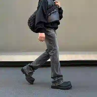 宝米卡 美式高街简约牛仔裤 男女同款