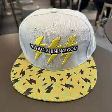 佩洛依 刺绣闪电灰色 嘻哈平沿遮阳 棉 防晒帽 男女同款情侣款