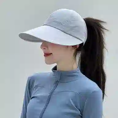 佩洛依 加大帽檐遮阳防晒户外速干可扎马尾显脸小时尚百搭 聚酯纤维 空顶帽 男女同款情侣款