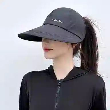 佩洛依 加大帽檐遮阳防晒户外速干可扎马尾显脸小时尚百搭 聚酯纤维 空顶帽 男女同款情侣款