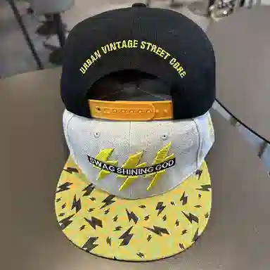 佩洛依 刺绣闪电灰色 嘻哈平沿遮阳 棉 防晒帽 男女同款情侣款