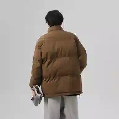 棉基因 冬季纯色高领无帽翻领优质棉棒球服保暖高个小个子日系男简约潮流夹棉袄子美式高街工装风青少年职场通勤学院风棉衣外套 男女同款