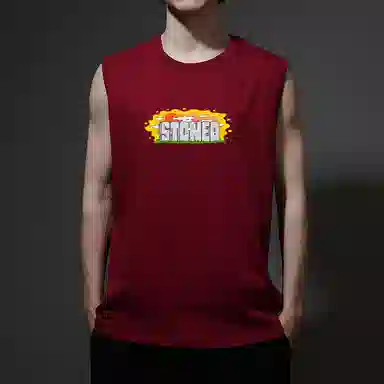 棉基因 夏季宽松圆领纯棉外穿打底衫篮球运动健身肌肉透气速干复古美式街头日落趣味涂鸦潮酷潮牌无袖坎肩背心 男女同款