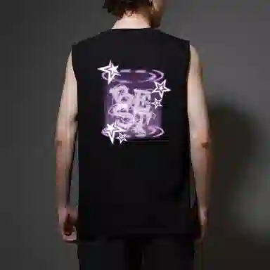 棉基因 宽松圆领纯棉外穿打底衫篮球运动发光星星魔法凉感速干登山攀岩小众高级感无袖坎肩背心 男女同款