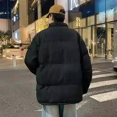 棉基因 冬季千鸟格纹理感加绒优质棉棒球服保暖高个小个子日系男简约潮流夹棉袄子美式高街工装风青少年职场通勤学院风棉衣外套 男女同款