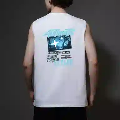 棉基因 夏季宽松圆领纯棉外穿打底衫篮球运动暗黑森林恐怖美式复古街头户外潮牌嘻哈登山攀岩排汗吸湿无袖坎肩上衣背心 男女同款