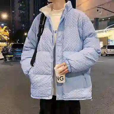 棉基因 冬季千鸟格纹理感加绒优质棉棒球服保暖高个小个子日系男简约潮流夹棉袄子美式高街工装风青少年职场通勤学院风棉衣外套 男女同款