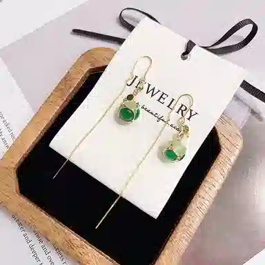 双生恋 绿玲珑 绿色钻球流苏小众设计感百搭时尚精致日常通勤约会耳饰轻奢高级感 铜 耳线 女款