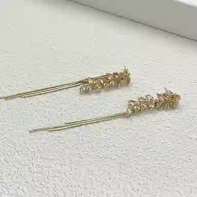 双生恋 穗穗顺意 麦穗流苏长款小众设计感百搭时尚精致日常通勤约会轻奢高级感 铜合金 耳环 女款