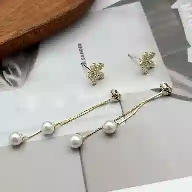 双生恋 花朵两戴款前后戴长款流苏放小众设计感百搭时尚精致日常通勤轻奢高级感 铜 耳环 女款
