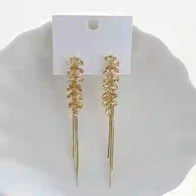 双生恋 穗穗顺意 麦穗流苏长款小众设计感百搭时尚精致日常通勤约会轻奢高级感 铜合金 耳环 女款