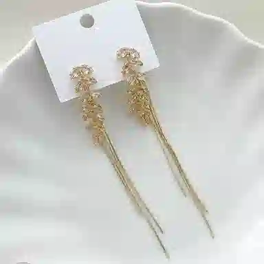 双生恋 穗穗顺意 麦穗流苏长款小众设计感百搭时尚精致日常通勤约会轻奢高级感 铜合金 耳环 女款