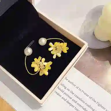 双生恋 金桂飘香 耳钩式 金色桂花寓意贵气十足小众设计感百搭时尚精致日常通勤约会耳饰轻奢高级感 铜 耳环 女款