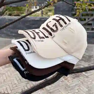 浪莎 时尚涂鸦字母破洞潮流风 棉 鸭舌帽 男女同款情侣款