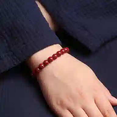 宝致 精品颗粒全透光 再造辰砂朱砂 玉石手串 男女同款情侣款