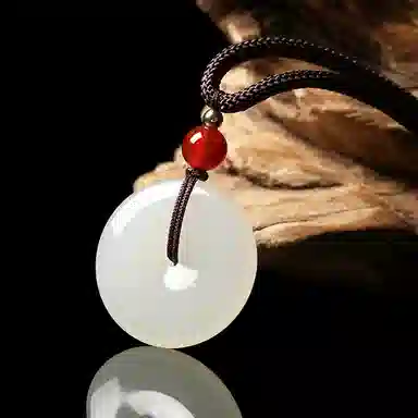 宝致 平安扣 手工编织绳 新中式国潮古风 和田玉 吊坠 男女同款情侣款 白玉