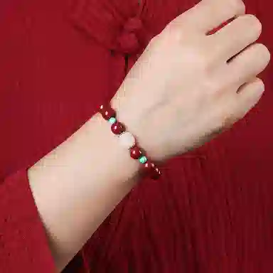 宝致 国风国潮 轻奢简约高级感 再造辰砂朱砂 玉石手串 男女同款情侣款