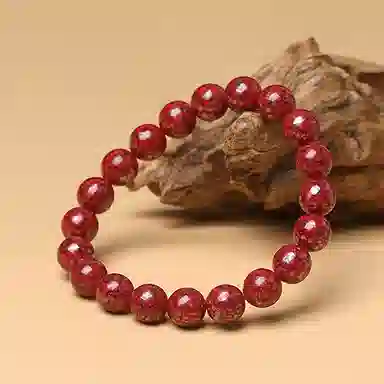 宝致 精品颗粒全透光 再造辰砂朱砂 玉石手串 男女同款情侣款