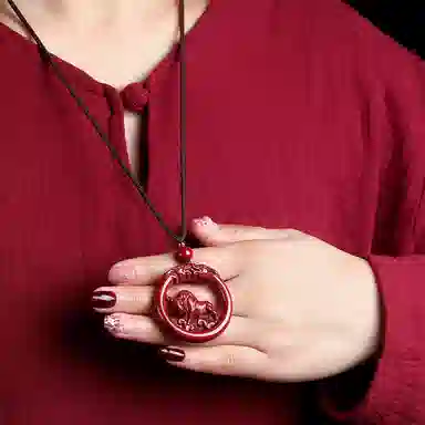 宝致 十二生肖镂空 小众设计感 再造辰砂朱砂 玉石吊坠 男女同款情侣款