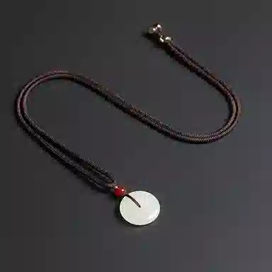 宝致 平安扣 手工编织绳 新中式国潮古风 和田玉 吊坠 男女同款情侣款 白玉