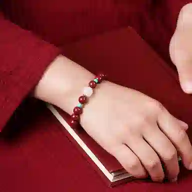 宝致 国风国潮 轻奢简约高级感 再造辰砂朱砂 玉石手串 男女同款情侣款