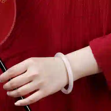 【点收藏 赠素圈镯子】 宝致 荔枝纹白月光清冷优雅国潮古风一步一响叮当美人贵妃镯 气质高级感温婉 玉髓 手镯 女款