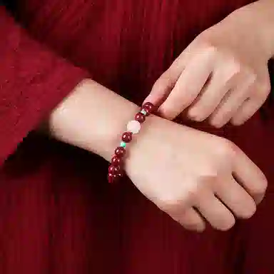 宝致 国风国潮 轻奢简约高级感 再造辰砂朱砂 玉石手串 男女同款情侣款