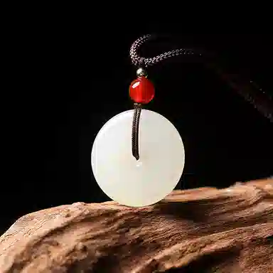 宝致 平安扣 手工编织绳 新中式国潮古风 和田玉 吊坠 男女同款情侣款 白玉