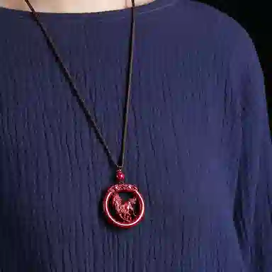 宝致 十二生肖镂空 小众设计感 再造辰砂朱砂 玉石吊坠 男女同款情侣款