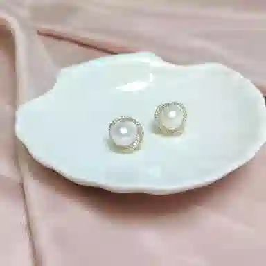 品彩 花朵馒头珠耳饰 小众轻奢高级感 年轻百搭时尚 淡水珍珠 耳环 女款