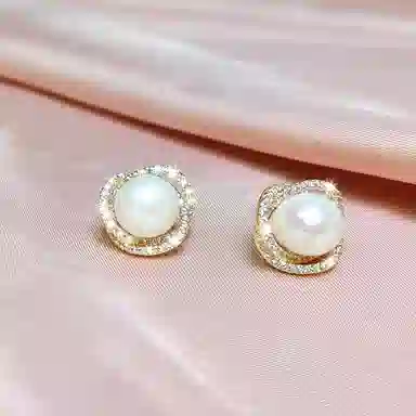 品彩 花朵馒头珠耳饰 小众轻奢高级感 年轻百搭时尚 淡水珍珠 耳环 女款