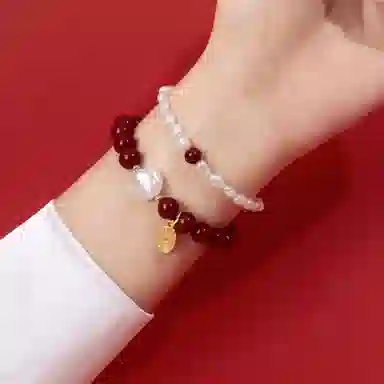 【招财纳福】品彩 好运抽签 水逆退散 新中式国潮再造辰砂 高含量紫金砂帝王砂正品朱砂 巴洛克纽扣珠 本命年 淡水珍珠 手串 女款