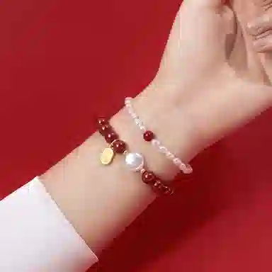 【招财纳福】品彩 好运抽签 水逆退散 新中式国潮再造辰砂 高含量紫金砂帝王砂正品朱砂 巴洛克纽扣珠 本命年 淡水珍珠 手串 女款