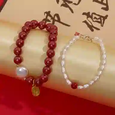 【招财纳福】品彩 好运抽签 水逆退散 新中式国潮再造辰砂 高含量紫金砂帝王砂正品朱砂 巴洛克纽扣珠 本命年 淡水珍珠 手串 女款