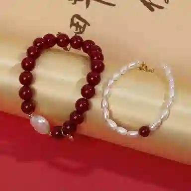 【招财纳福】品彩 好运抽签 水逆退散 新中式国潮再造辰砂 高含量紫金砂帝王砂正品朱砂 巴洛克纽扣珠 本命年 淡水珍珠 手串 女款