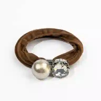 卡铂雅 棕色韩流闲设计港风气质复古镶钻极简高级感 发圈 女款