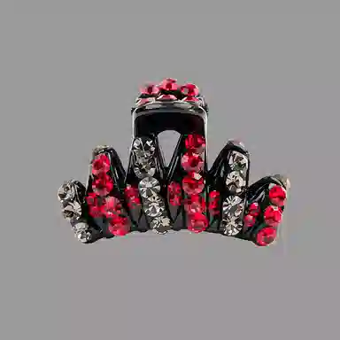 卡铂雅 红灰韩流休闲时尚潮流设计港风气质复古镶钻极简高级感 发夹 女款