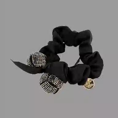 卡铂雅 黑色时尚潮流设计港风气质复古镶钻极简高级感发圈 发饰 女款