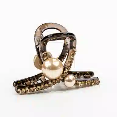 卡铂雅 香槟色宝石极简高级感港风气质复古休闲潮流设计 发夹 女款