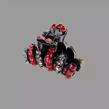 卡铂雅 红灰韩流休闲时尚潮流设计港风气质复古镶钻极简高级感 发夹 女款