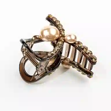 卡铂雅 香槟色宝石极简高级感港风气质复古休闲潮流设计 发夹 女款