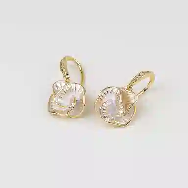 卡铂雅 黄色石时尚设计潮流时尚潮流设计极简高级感港风气质复古 铜 耳环 女款