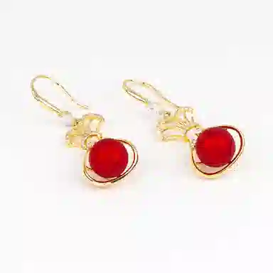 卡铂雅 经典热卖国风孔雀凤凰流苏红色设计高级感 铜 耳环 女款