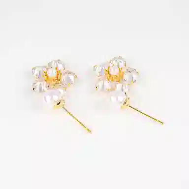 卡铂雅 金色镶钻 极简高级感 港风气质复古休闲时尚潮流设计 铜 耳环 女款