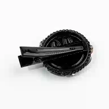 卡铂雅 黑色圆形宝石极简高级感港风气质复古休闲潮流设计 发夹 女款