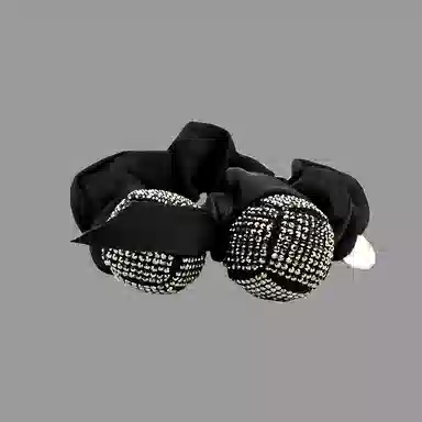 卡铂雅 黑色时尚潮流设计港风气质复古镶钻极简高级感发圈 发饰 女款