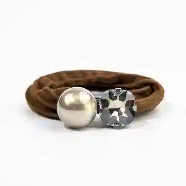 卡铂雅 棕色韩流闲设计港风气质复古镶钻极简高级感 发圈 女款