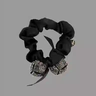 卡铂雅 黑色时尚潮流设计港风气质复古镶钻极简高级感发圈 发饰 女款