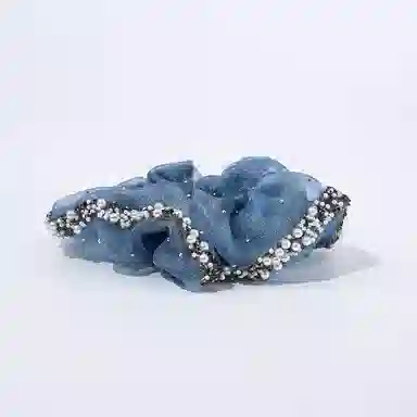 卡铂雅 蓝色潮流设计港风气质复古镶钻极简高级感 发圈 女款