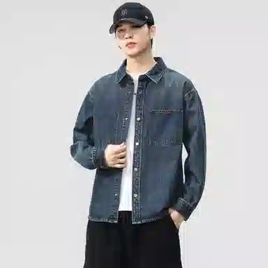 IYUE Vintage Washed Denim Shirt Jacket